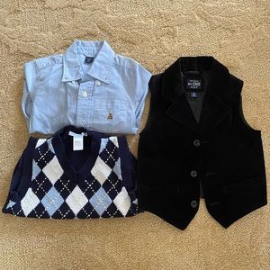 Set of 3 pieces boys Gap Children’s place Janie and jack shirt and vests size 3